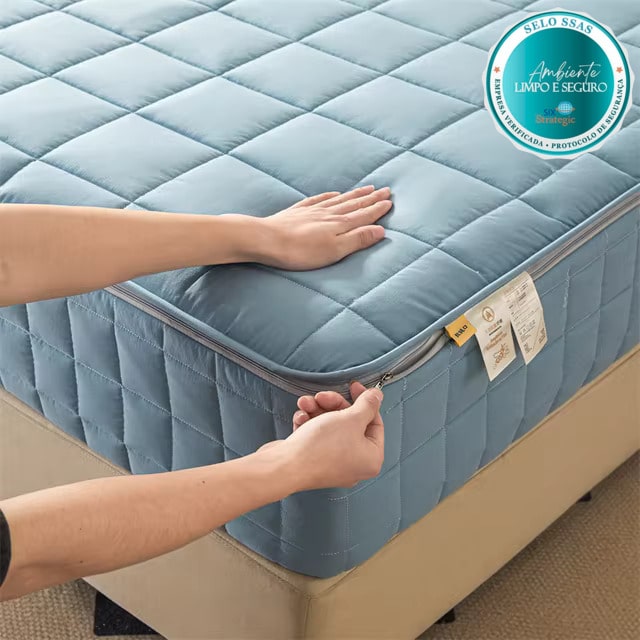 COMPRE 1 LEVE 2 - Capa Protetora de Colchão com Zíper - Modelo Premium - Impermeável - Algodão 1000 Fios - Brinde na Compra