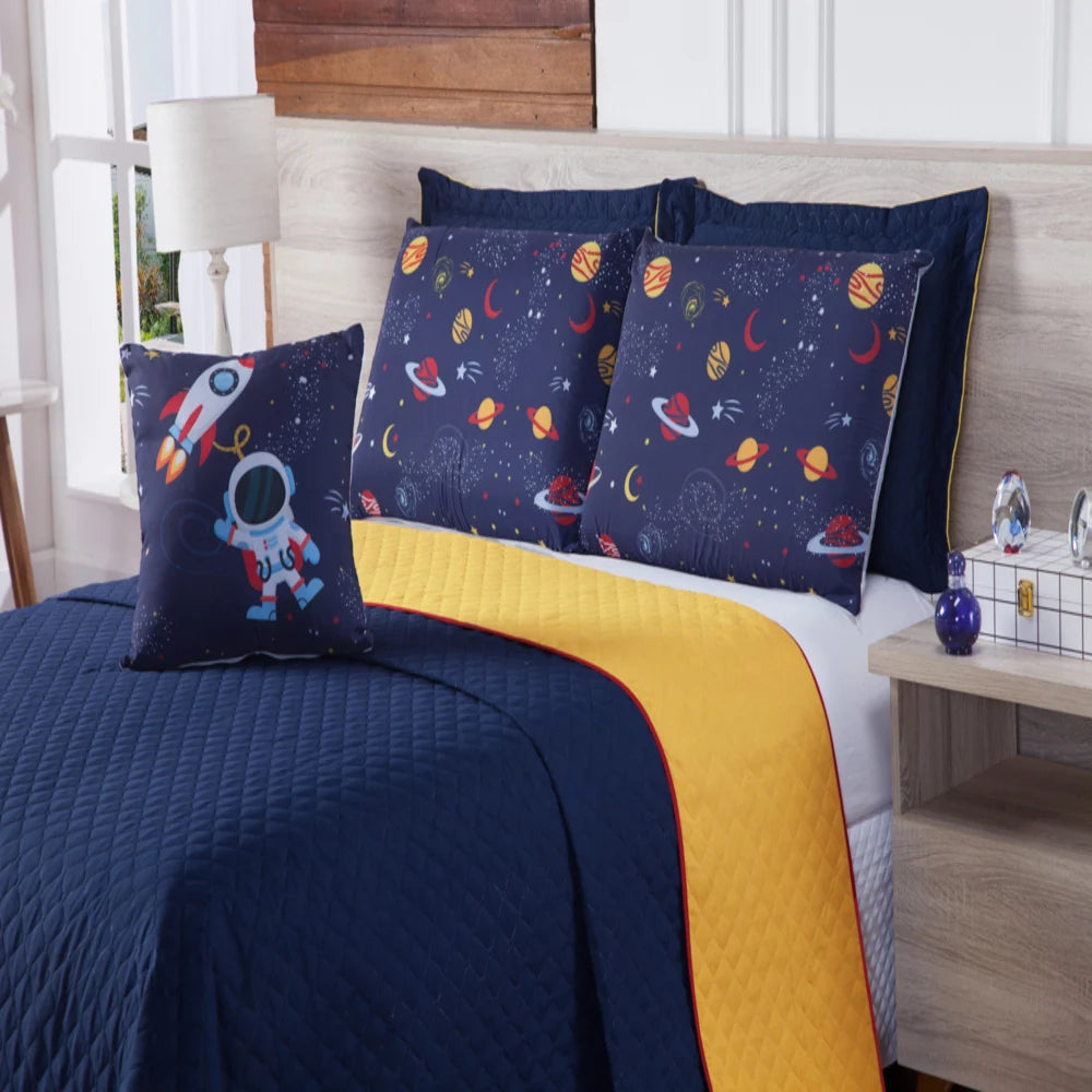 Cobre Leito Astronauta - Queen - Algodão 700 Fios - 7 Peças