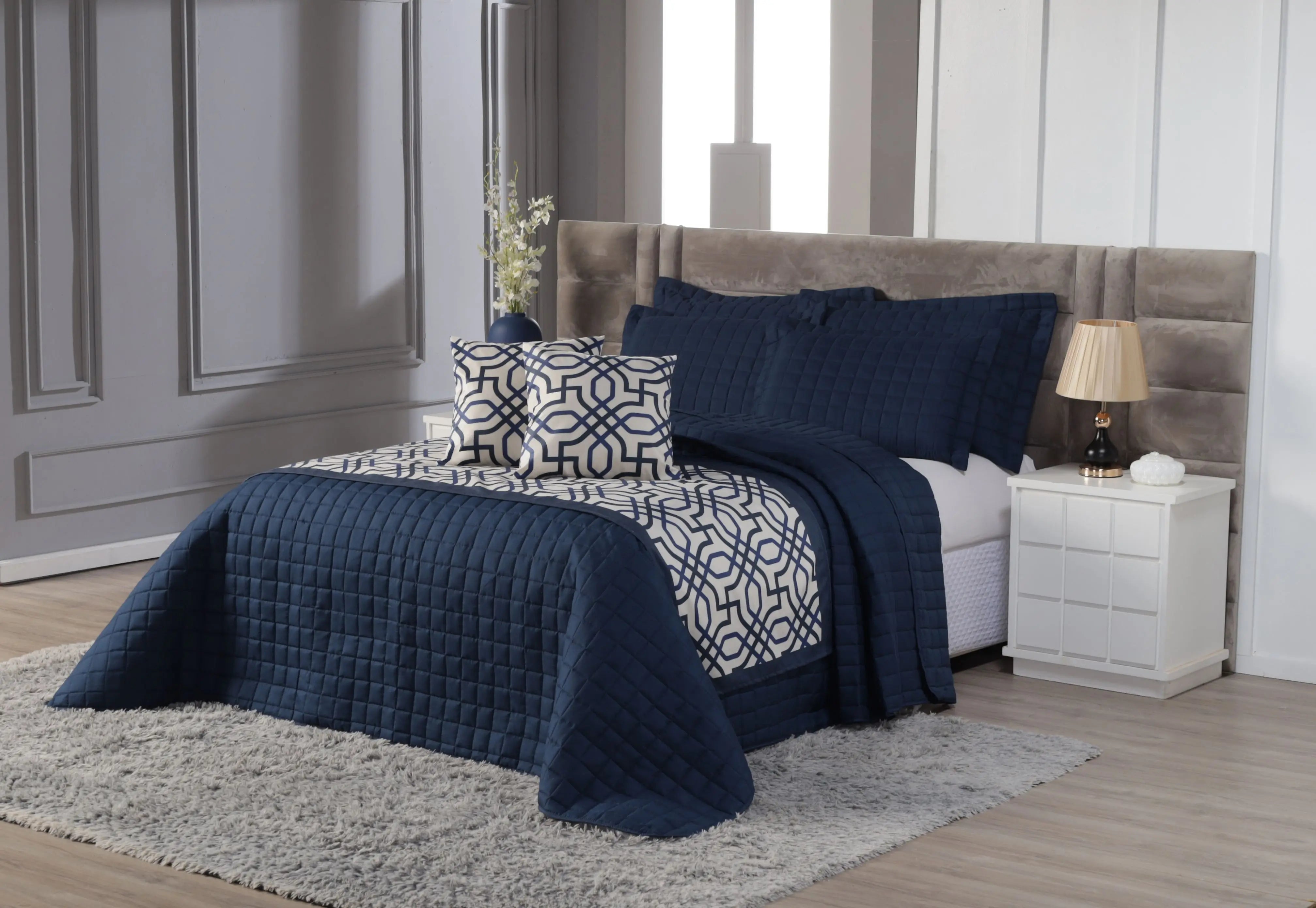 Cobre Leito - Solteiro - 400 Fios - Com PESEIRA em Veludo - 5 Peças