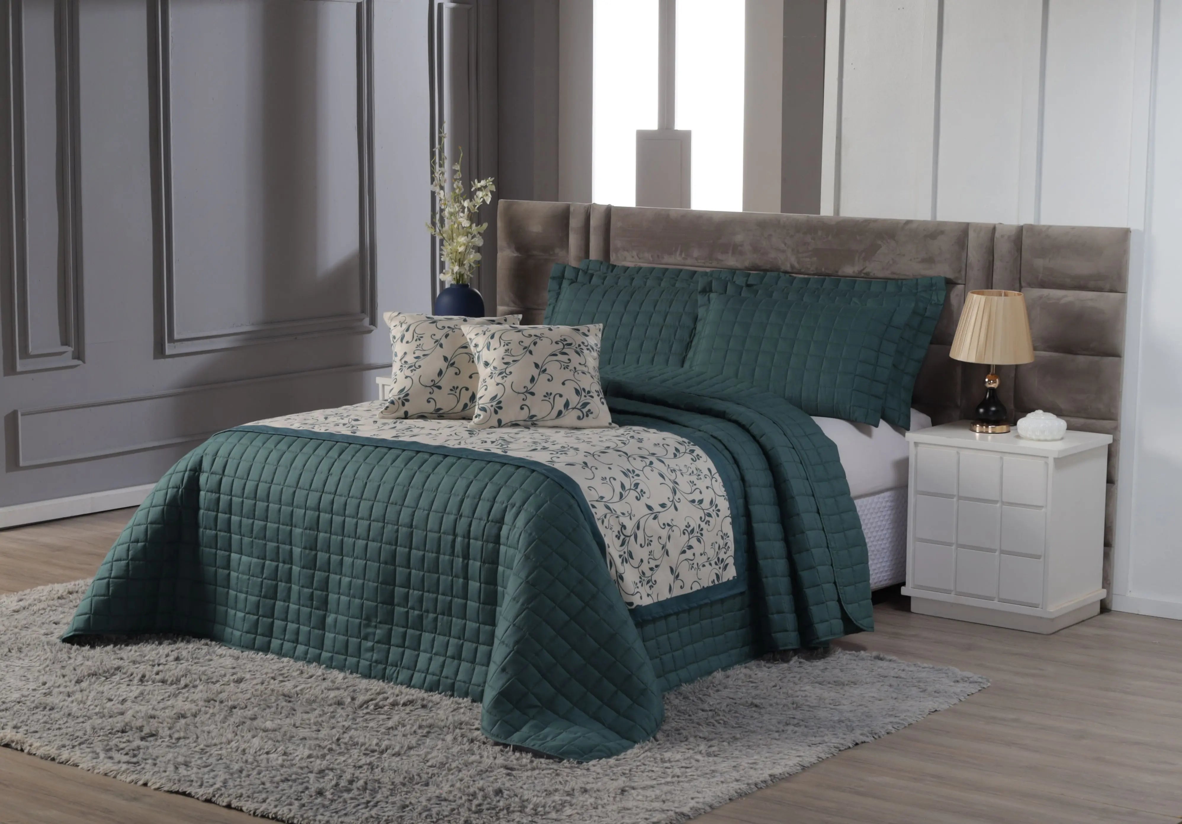 Cobre Leito - Solteiro - 400 Fios - Com PESEIRA em Veludo - 5 Peças