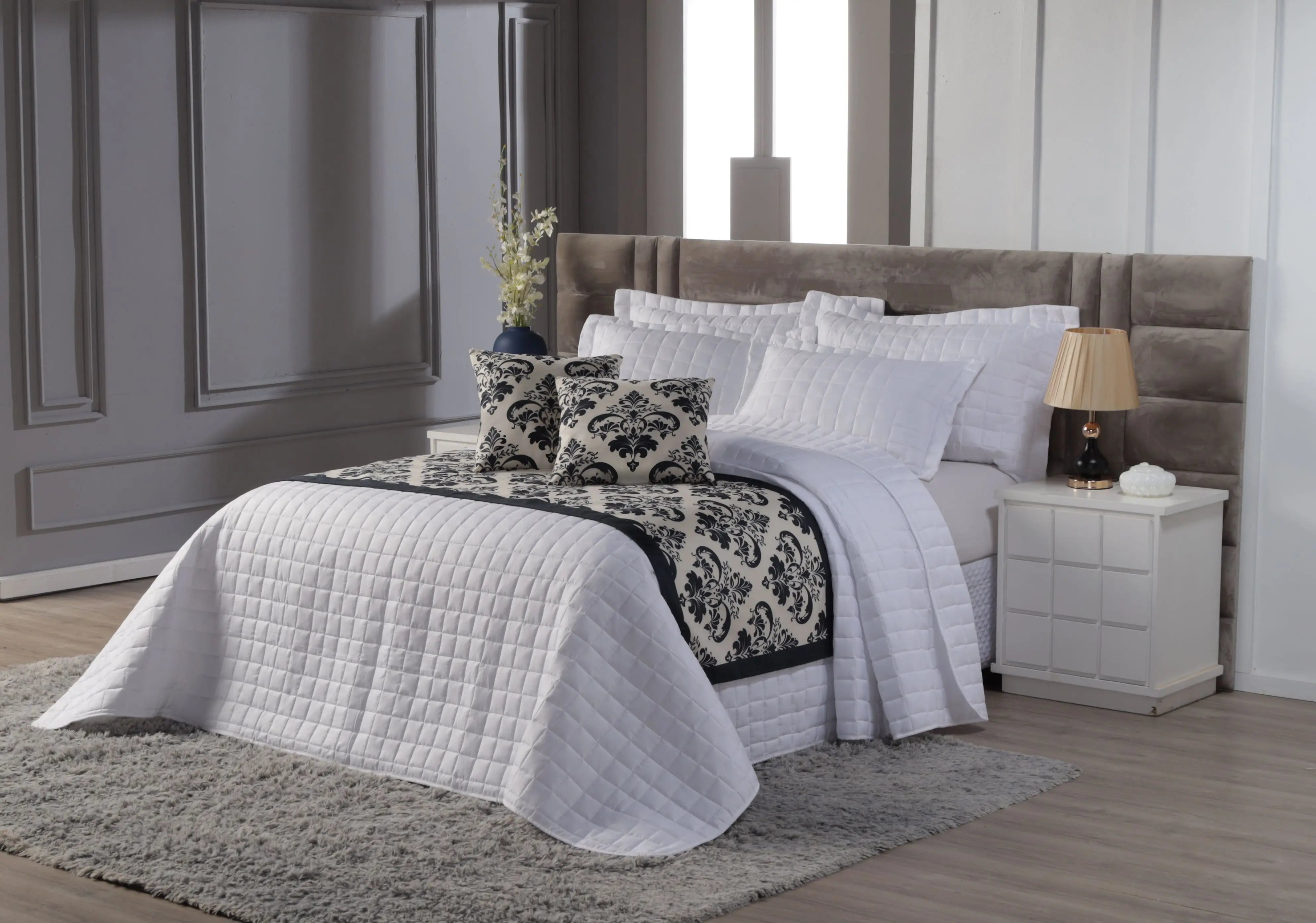 Cobre Leito - Solteiro - 400 Fios - Com PESEIRA em Veludo - 5 Peças