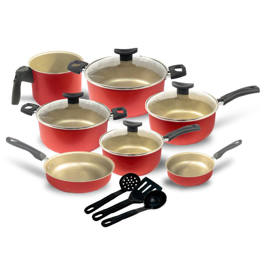 Jogo De Panelas Antiaderente - 10 Pçs - Tampa de Vidro Temperado