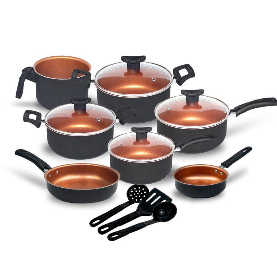 Jogo De Panelas Antiaderente - 10 Pçs - Tampa de Vidro Temperado