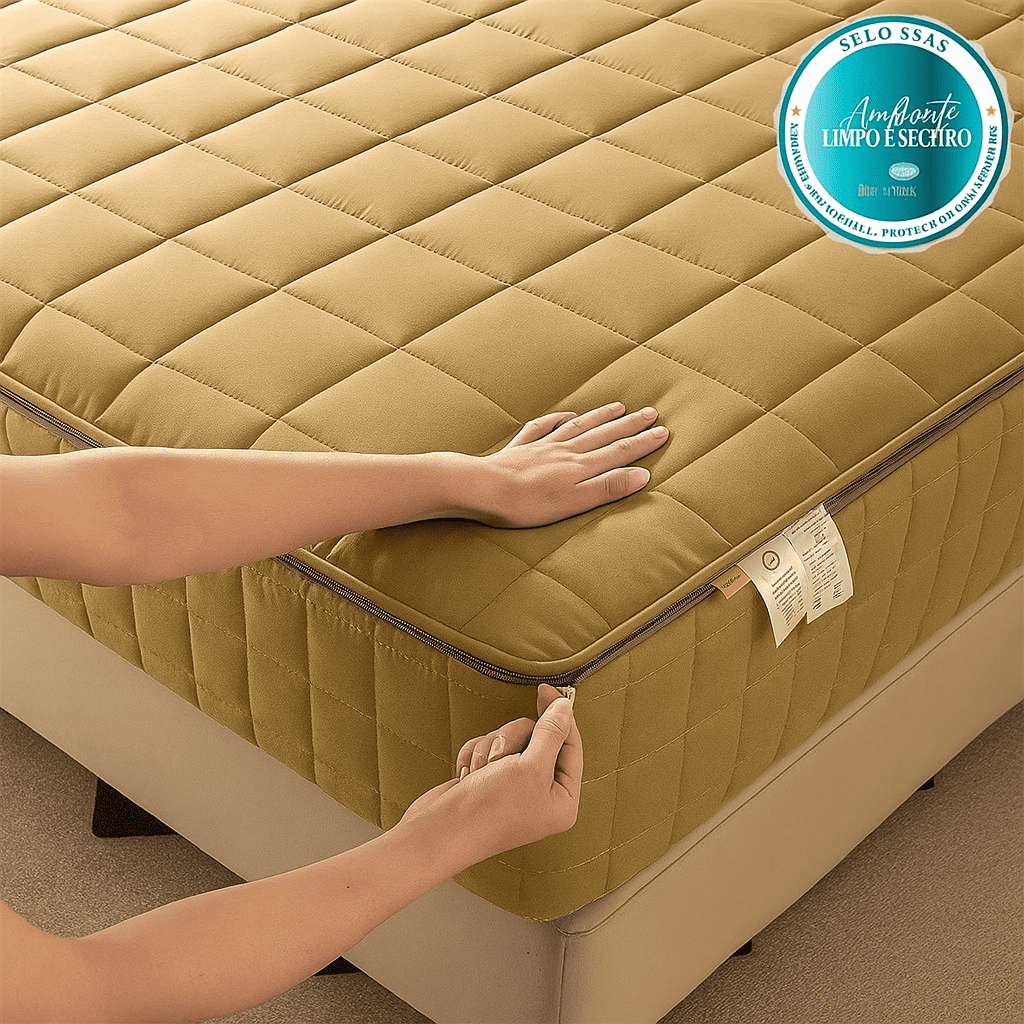 COMPRE 1 LEVE 2 - Capa Protetora de Colchão com Zíper - Modelo Premium - Impermeável - Algodão 1000 Fios - Brinde na Compra