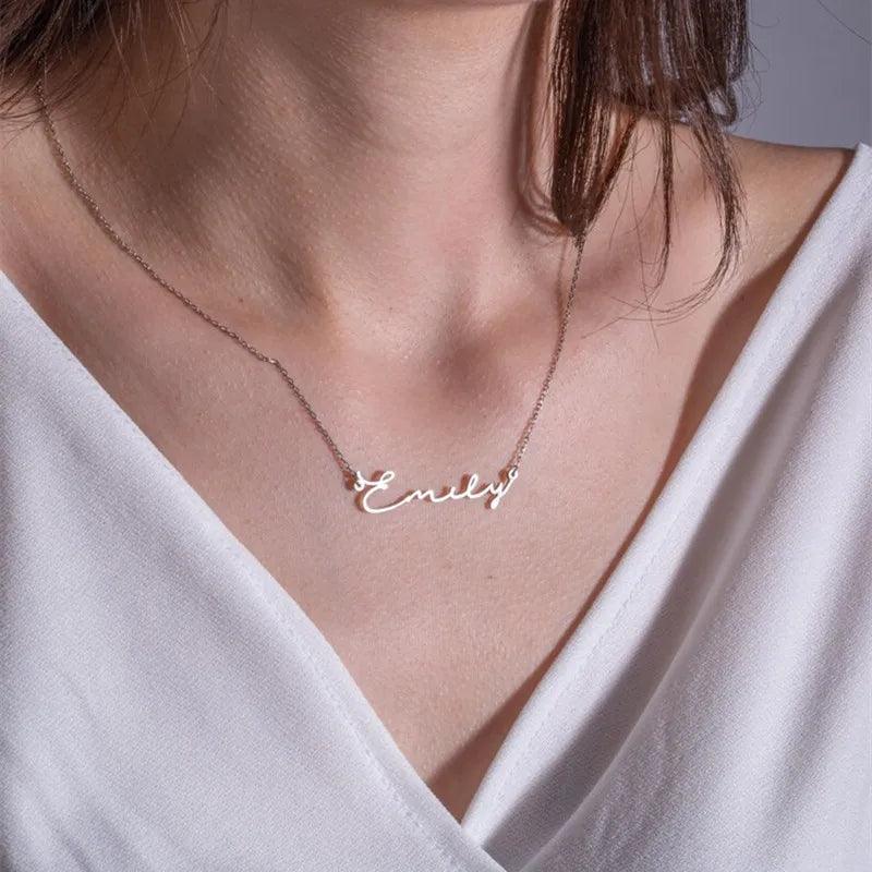 Colar personalizável - Escrito à mão - Sob Encomenda - Aço Inoxidável - Banho em ouro