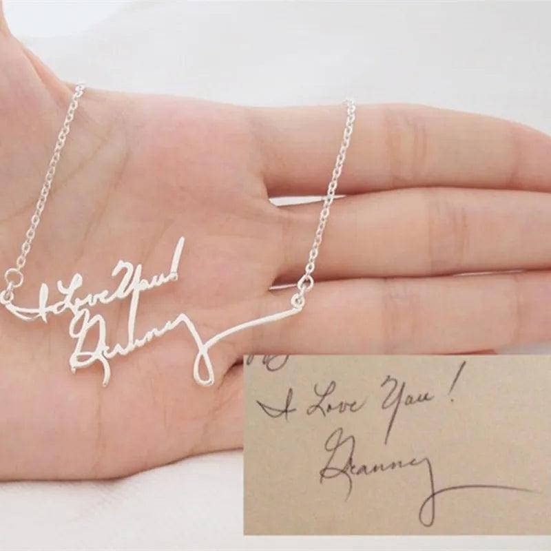 Colar personalizável - Escrito à mão - Sob Encomenda - Aço Inoxidável - Banho em ouro