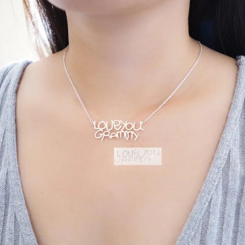 Colar personalizável - Escrito à mão - Sob Encomenda - Aço Inoxidável - Banho em ouro