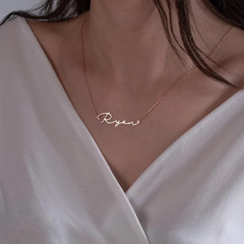 Colar personalizável - Escrito à mão - Sob Encomenda - Aço Inoxidável - Banho em ouro