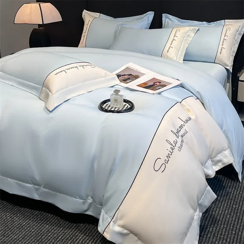 Conjunto de cama Europeu - Seda & Algodão - Ultra Luxo - 4 Peças