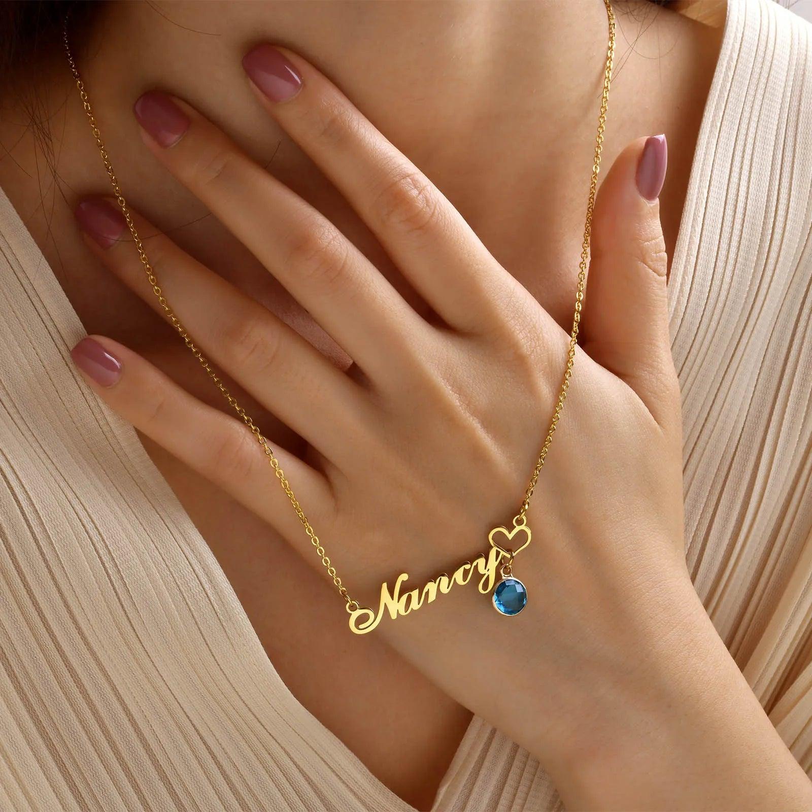 Colar personalizável - Pedra de aniversário - Banho em ouro 18k