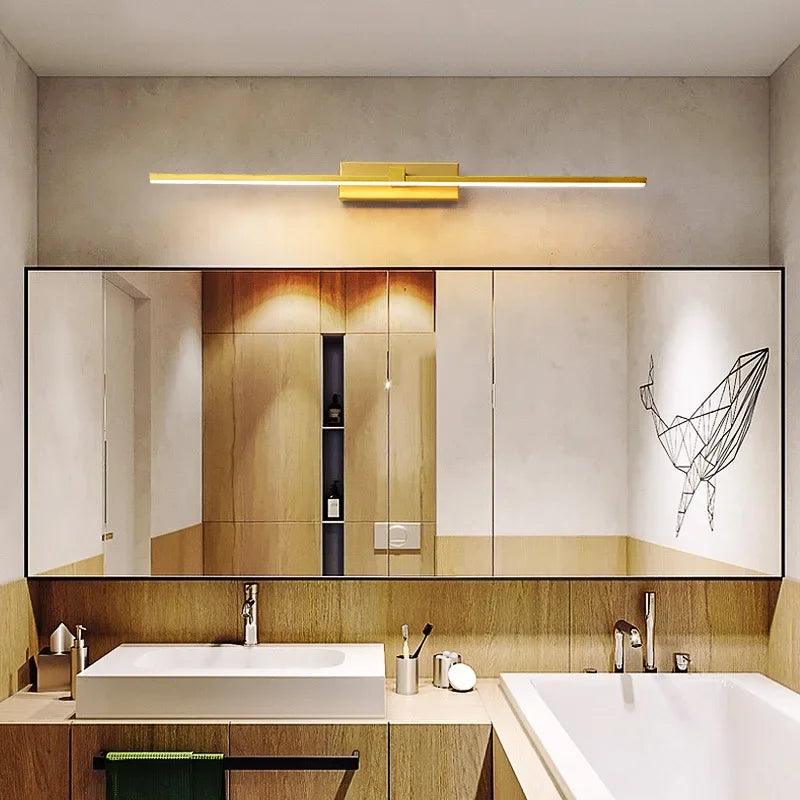 Lâmpada de Parede LED - Moderna para Banheiro - Lâmpada Espelho Dourado - Aplique para Quarto - Sala de estar
