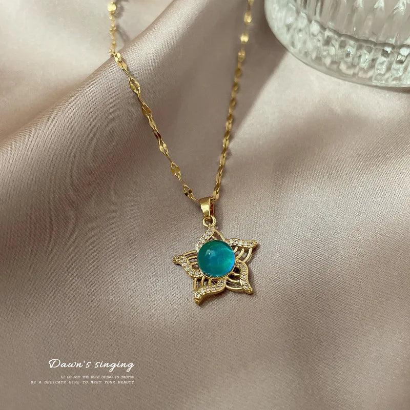 Colar pedra do humor - Girassol - Banhado a ouro 18k