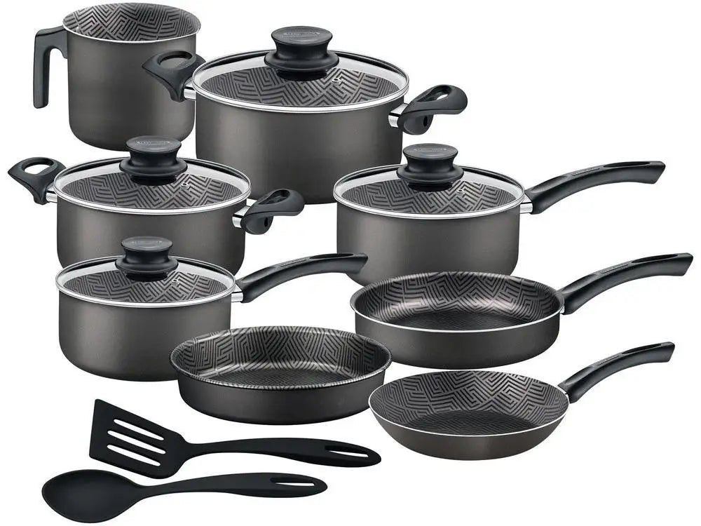 Jogo De Panelas Antiaderente - 10 Pçs - Tampa de Vidro Temperado