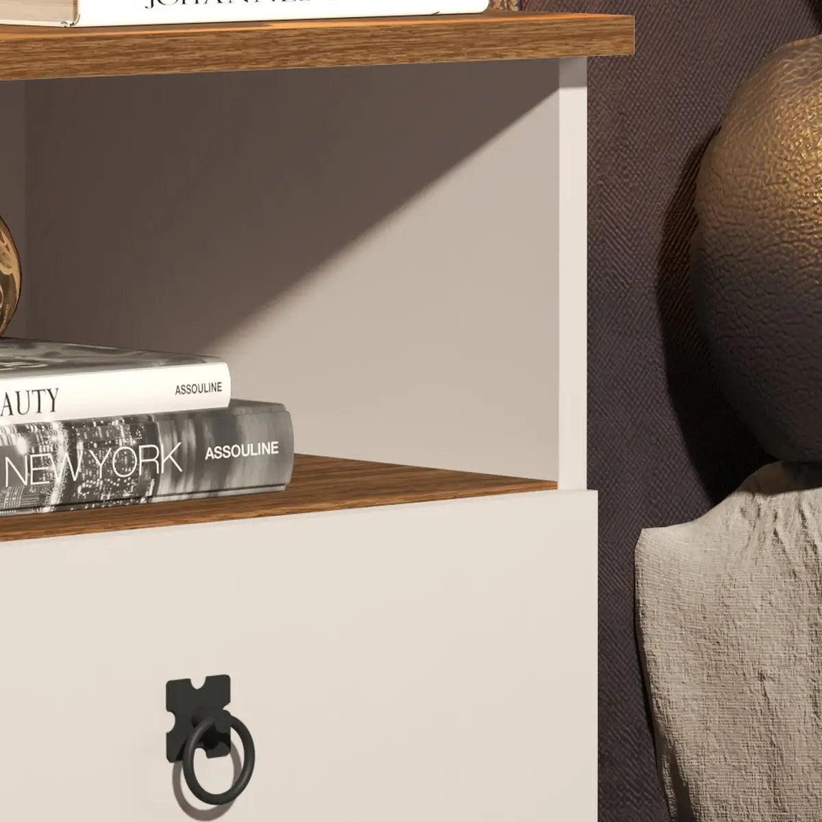 Mesa de Cabeceira Madrid 2 Gavetas - Estilo Porcelana - Premium