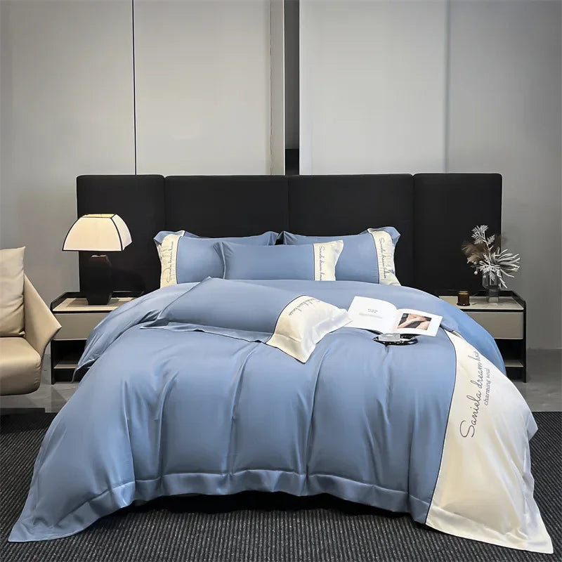 Conjunto de cama Europeu - Seda & Algodão - Ultra Luxo - 4 Peças