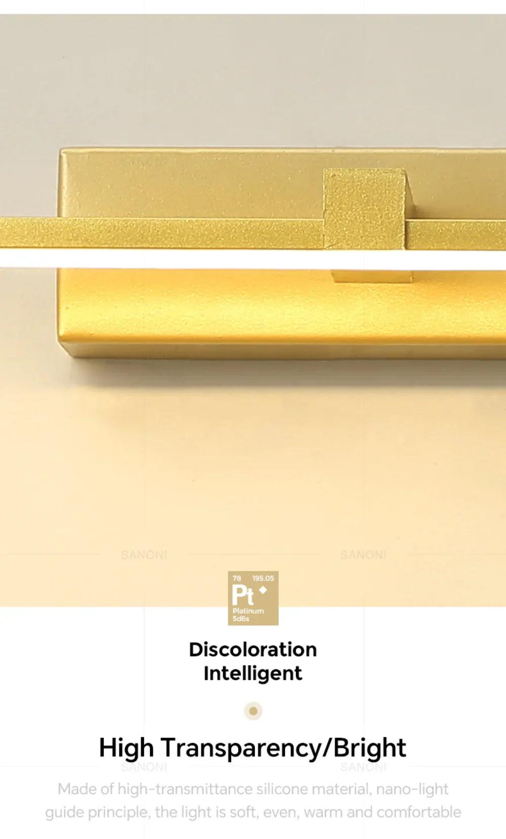 Lâmpada de Parede LED - Moderna para Banheiro - Lâmpada Espelho Dourado - Aplique para Quarto - Sala de estar