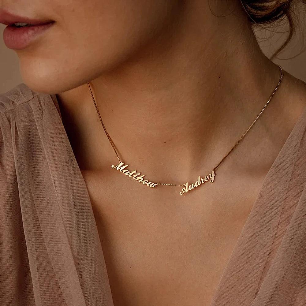 Colar personalizável - Até 4 nomes - Modelo Exlusive Premium - Banho a Ouro 24k