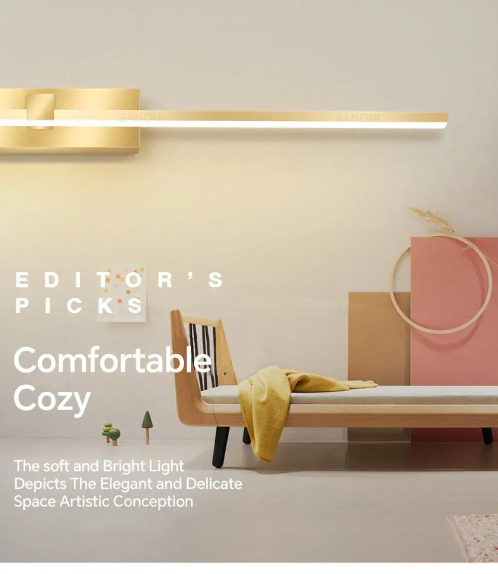 Lâmpada de Parede LED - Moderna para Banheiro - Lâmpada Espelho Dourado - Aplique para Quarto - Sala de estar