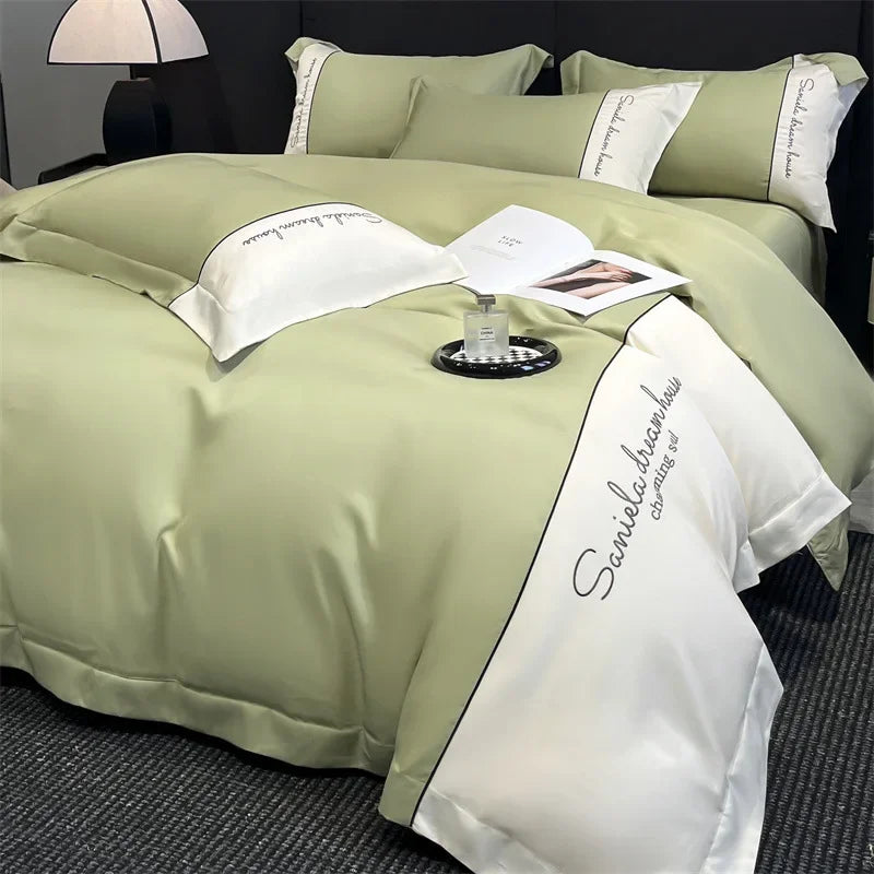 Conjunto de cama Europeu - Seda & Algodão - Ultra Luxo - 4 Peças