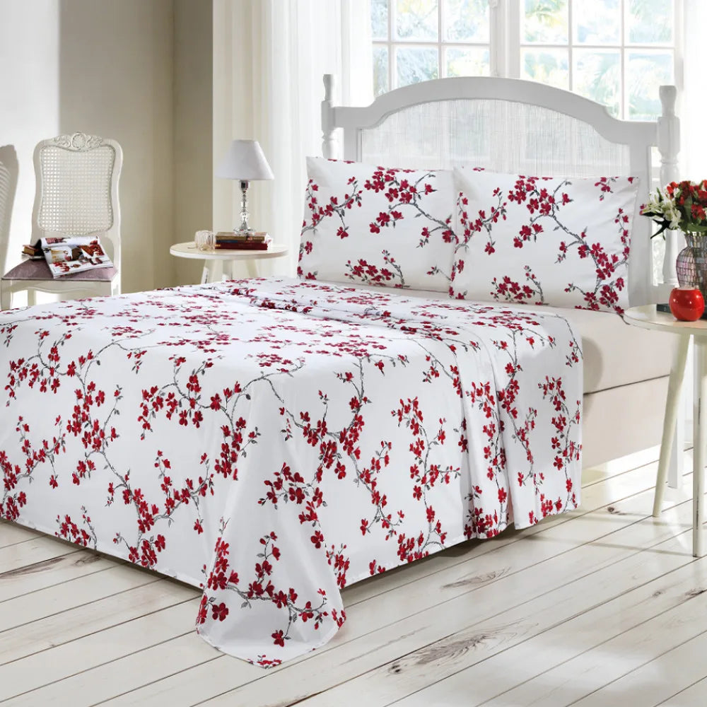 Jogo de Cama Queen 4 peças Lençol com Elástico 100 Algodão Percal 130 Fios - Dohler