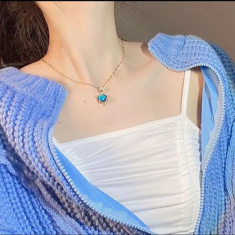 Colar pedra do humor - Raposa - Banhado a ouro 18k