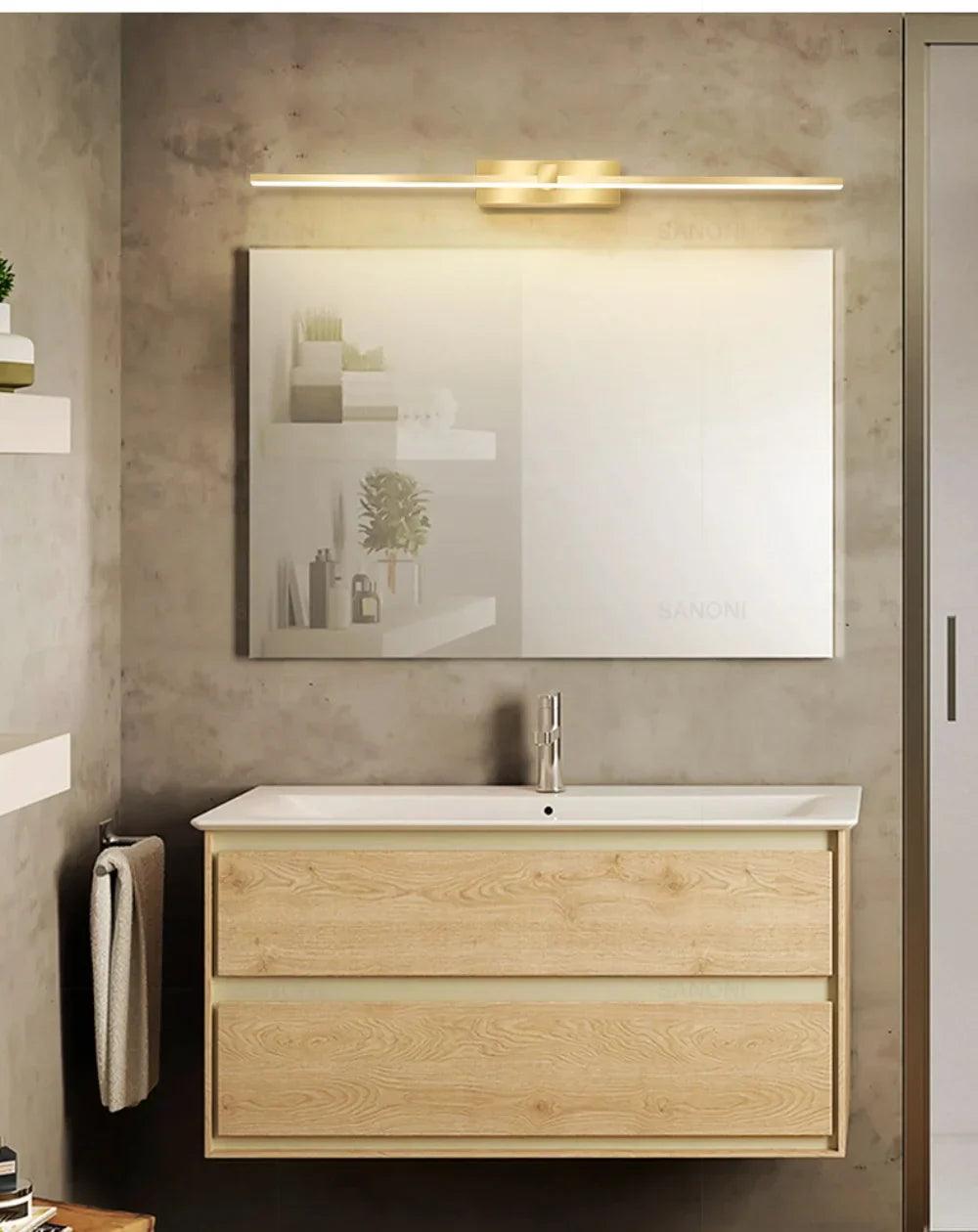 Lâmpada de Parede LED - Moderna para Banheiro - Lâmpada Espelho Dourado - Aplique para Quarto - Sala de estar