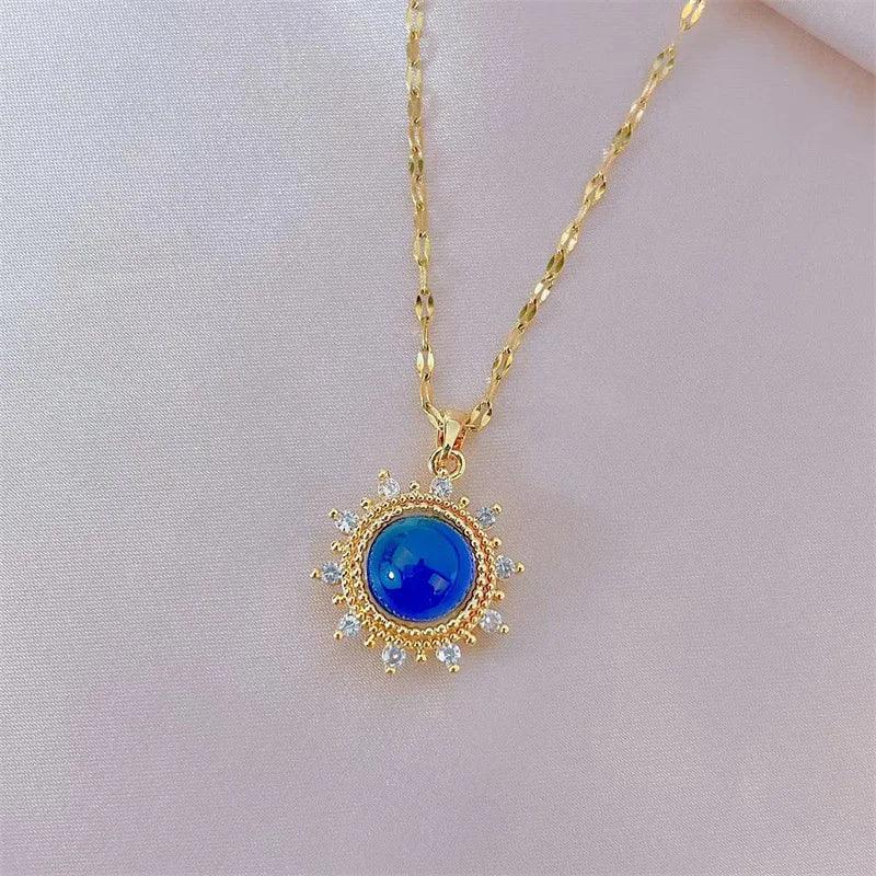 Colar pedra do humor - Sol da manhã - Banhado a ouro 18k