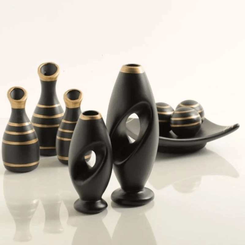 Jogo de Cerâmica Completo Para Decoração De sua Casa, Sala, Rack, Centro de Mesa - 9 Peças