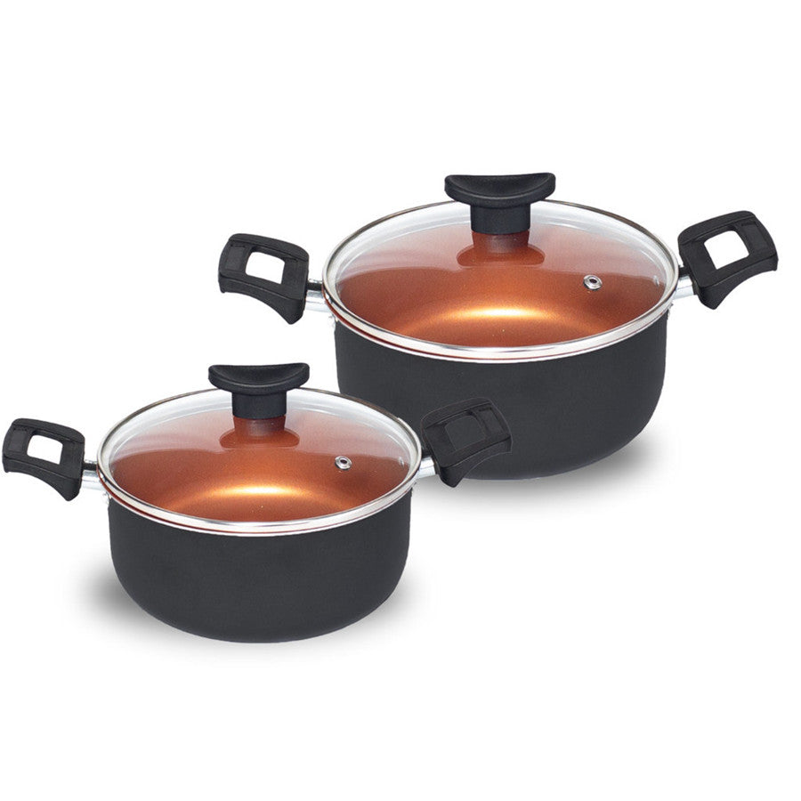 Jogo De Panelas Antiaderente - 10 Pçs - Tampa de Vidro Temperado