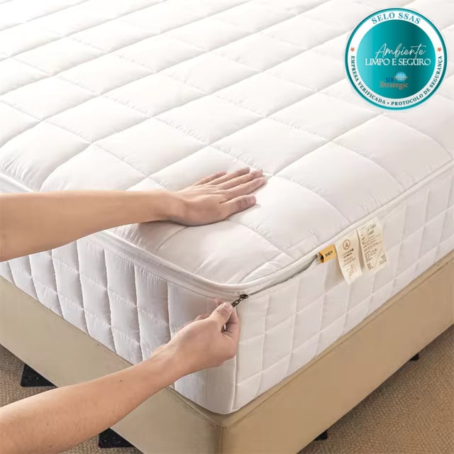 COMPRE 1 LEVE 2 - Capa Protetora de Colchão com Zíper - Modelo Premium - Impermeável - Algodão 1000 Fios - Brinde na Compra