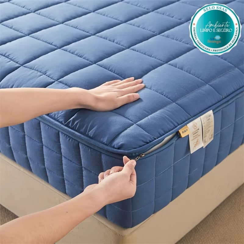 COMPRE 1 LEVE 2 - Capa Protetora de Colchão com Zíper - Modelo Premium - Impermeável - Algodão 1000 Fios - Brinde na Compra