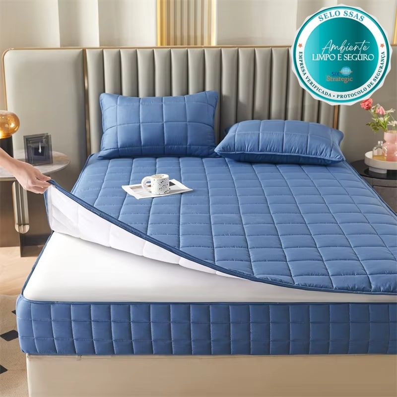 COMPRE 1 LEVE 2 - Capa Protetora de Colchão com Zíper - Modelo Premium - Impermeável - Algodão 1000 Fios - Brinde na Compra