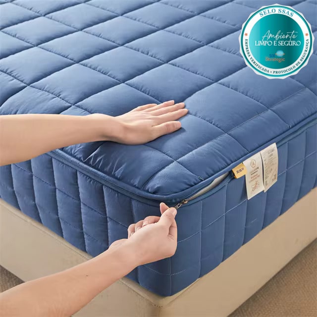 COMPRE 1 LEVE 2 - Capa Protetora de Colchão com Zíper - Modelo Premium - Impermeável - Algodão 1000 Fios - Brinde na Compra