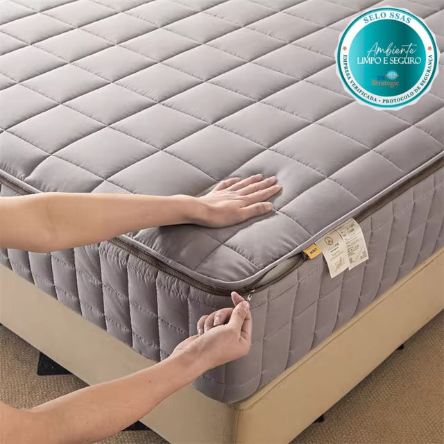 COMPRE 1 LEVE 2 - Capa Protetora de Colchão com Zíper - Modelo Premium - Impermeável - Algodão 1000 Fios - Brinde na Compra