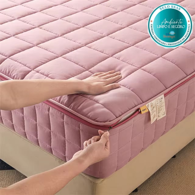 COMPRE 1 LEVE 2 - Capa Protetora de Colchão com Zíper - Modelo Premium - Impermeável - Algodão 1000 Fios - Brinde na Compra