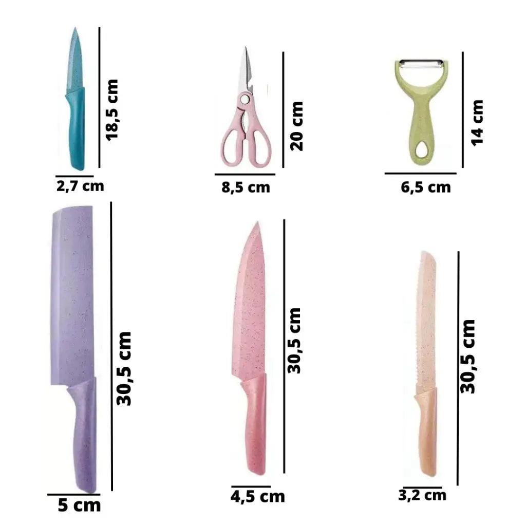 Kit de Facas Churrasco Profissional Antiaderente 6 Peças