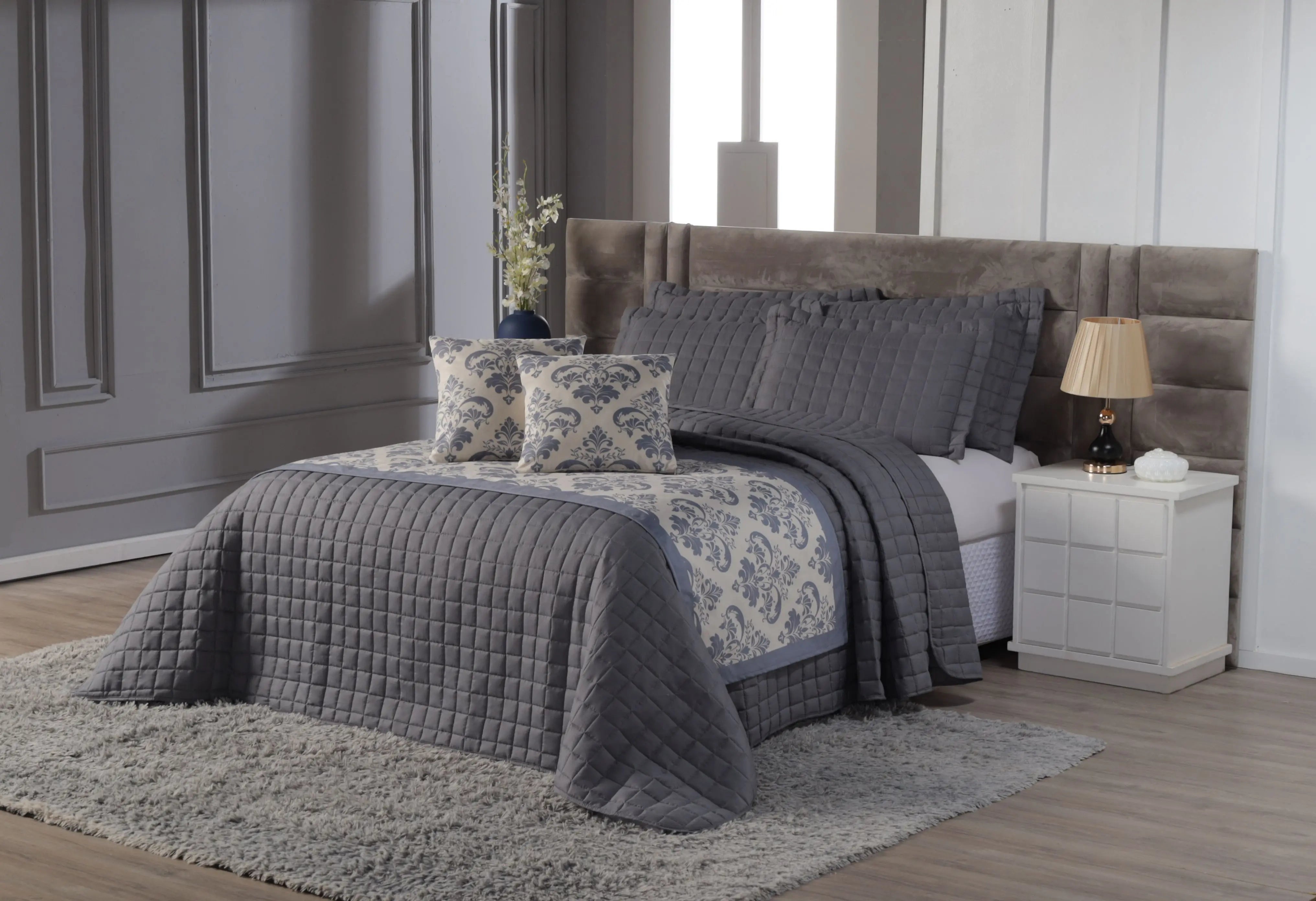 Cobre Leito - Solteiro - 400 Fios - Com PESEIRA em Veludo - 5 Peças