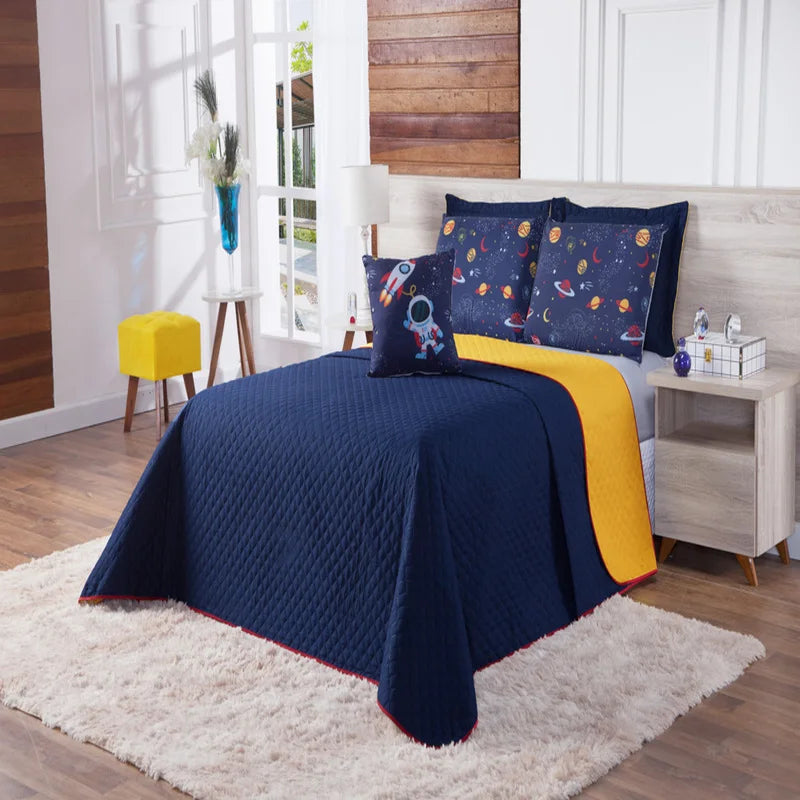 Cobre Leito Astronauta - Queen - Algodão 700 Fios - 7 Peças