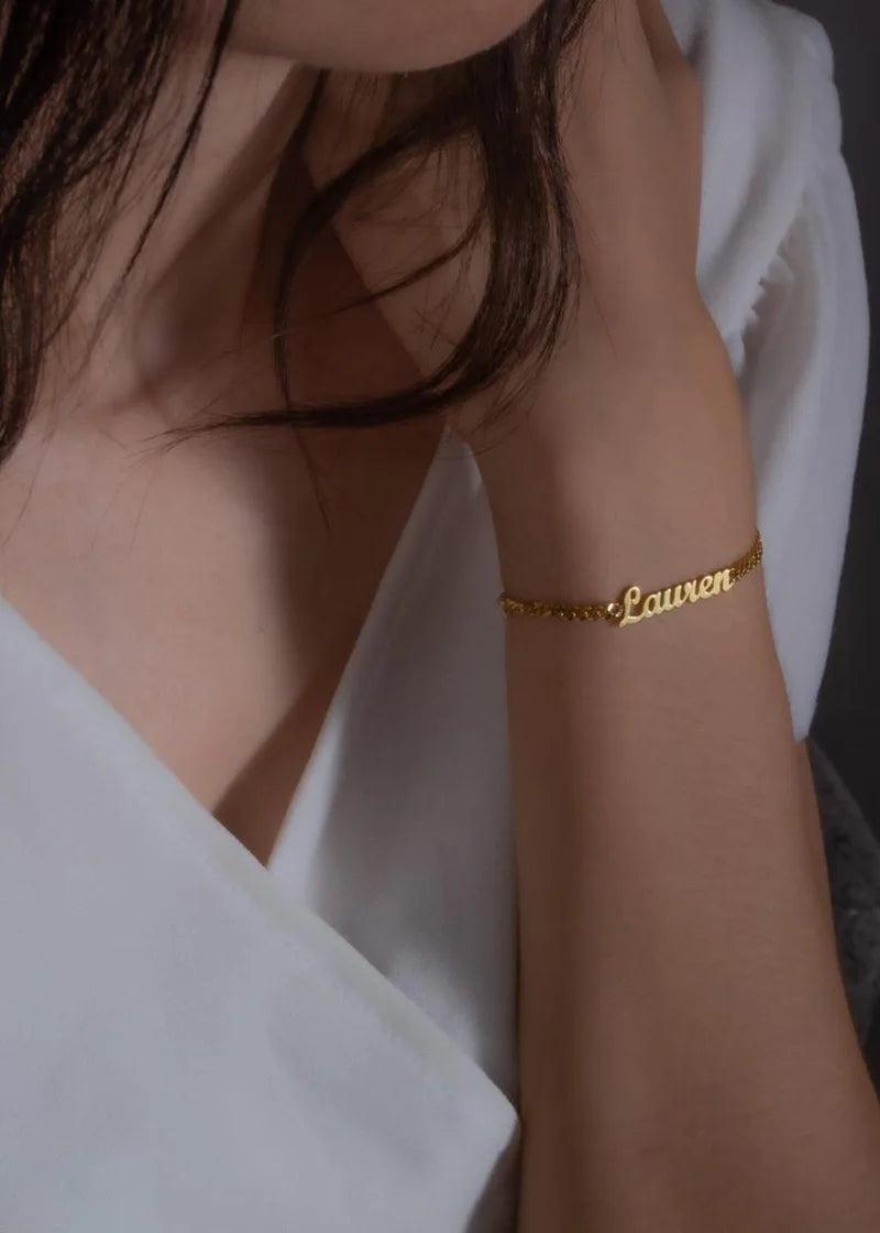 Pulseira personalizável - Personalize com seu nome - Banhada