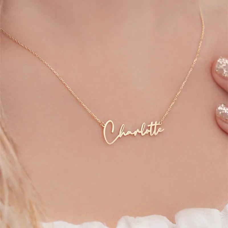 Colar personalizável - Escrito à mão - Sob Encomenda - Aço Inoxidável - Banho em ouro