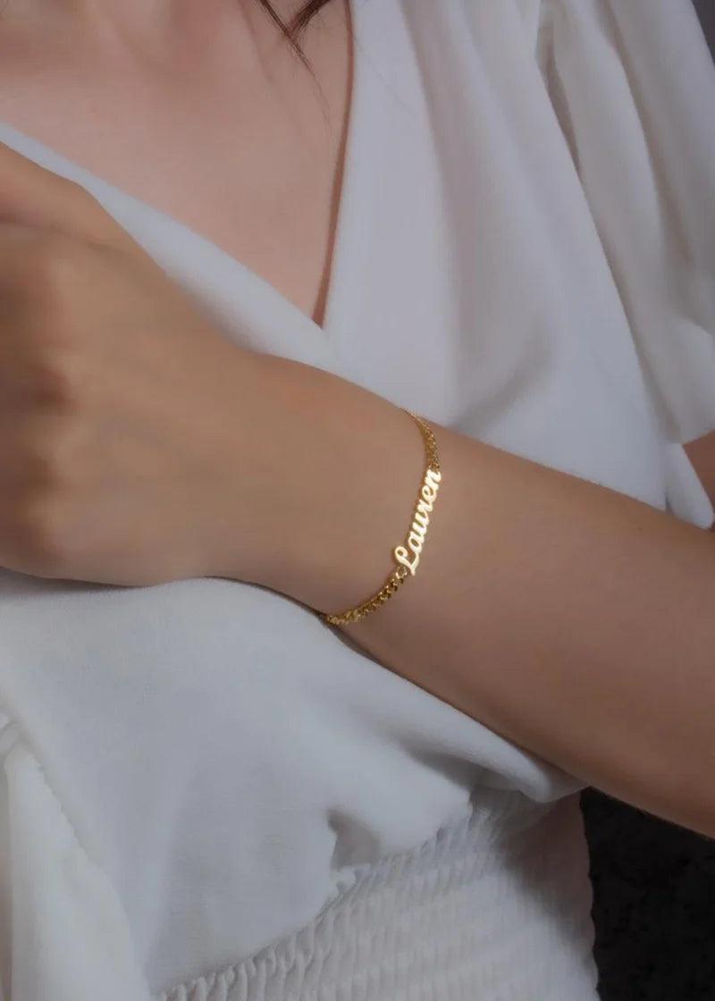 Pulseira personalizável - Personalize com seu nome - Banhada