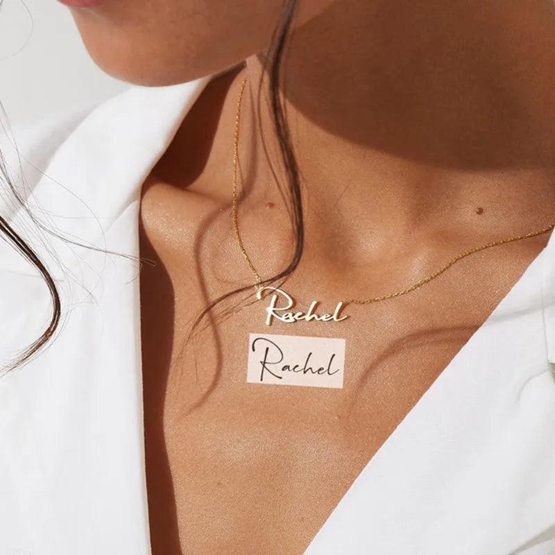 Colar personalizável - Escrito à mão - Sob Encomenda - Aço Inoxidável - Banho em ouro