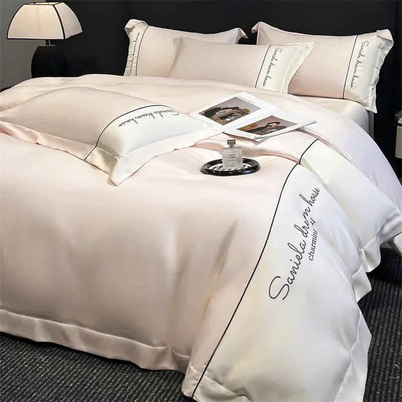 Conjunto de cama Europeu - Seda & Algodão - Ultra Luxo - 4 Peças