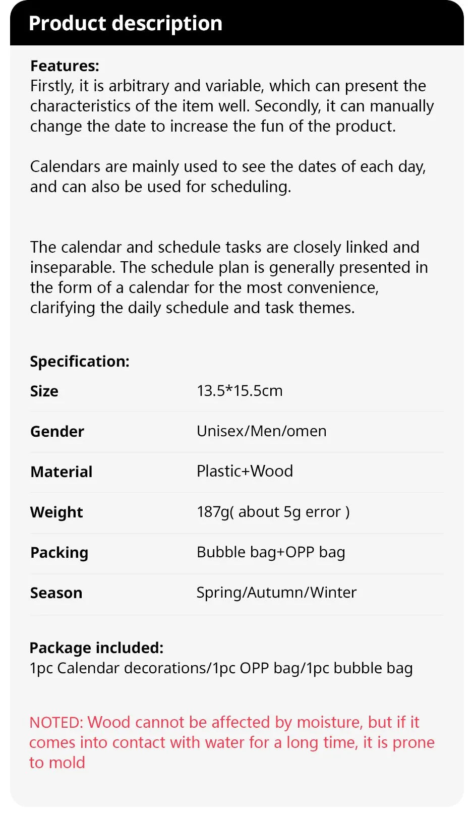 Calendário Manual - Para Escritório - Acrílico
