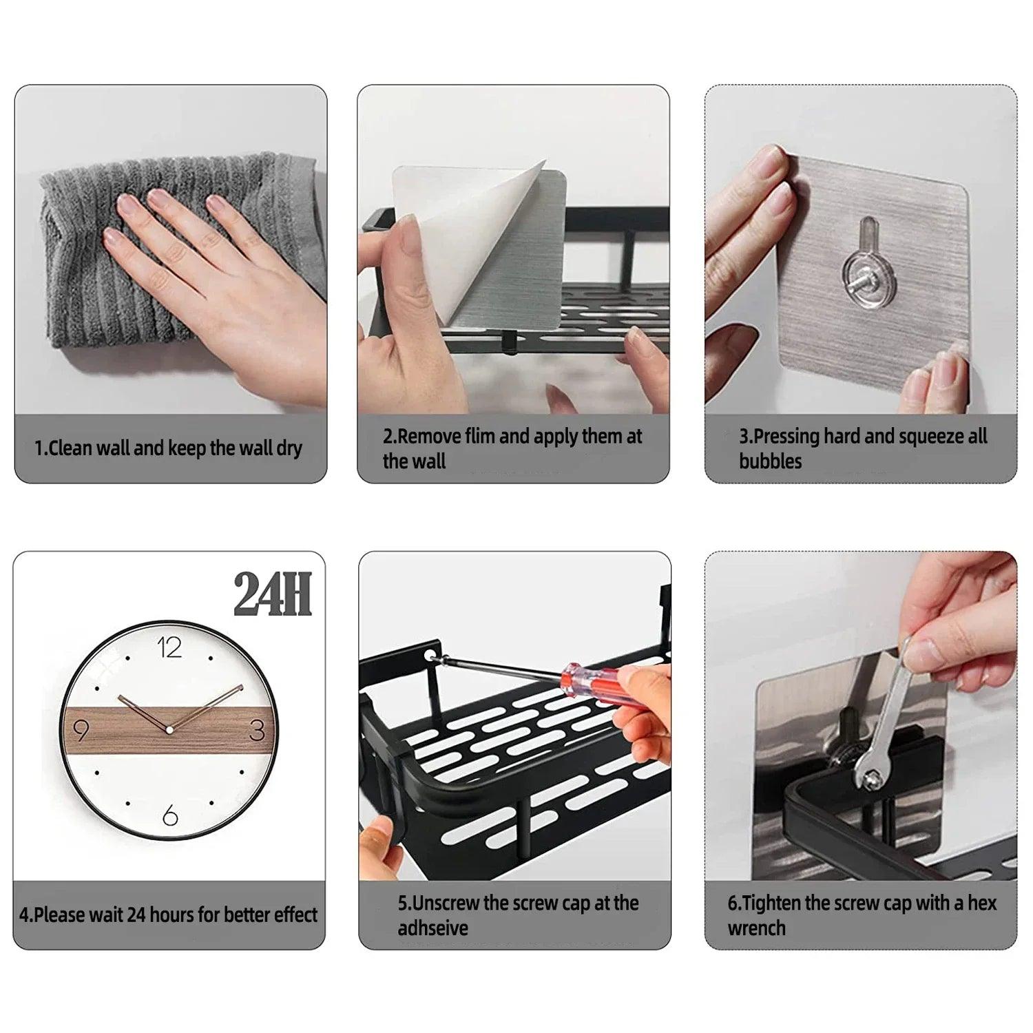 Kit 3 Suporte Retangular Para o Banheiro - Aço Escovado