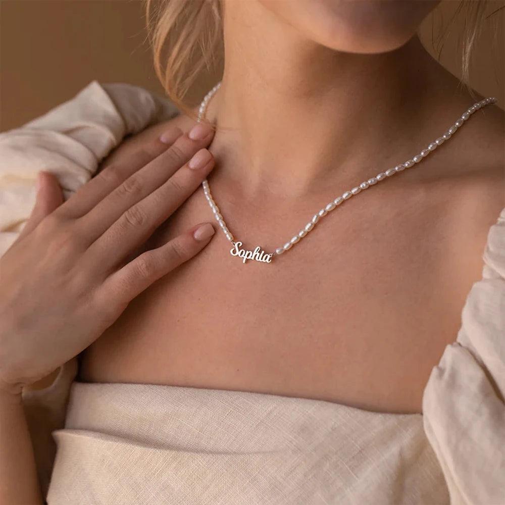 Colar personalizável - Corrente de pérolas - Modelo premium