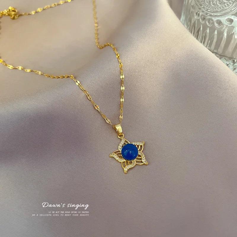 Colar pedra do humor - Girassol - Banhado a ouro 18k