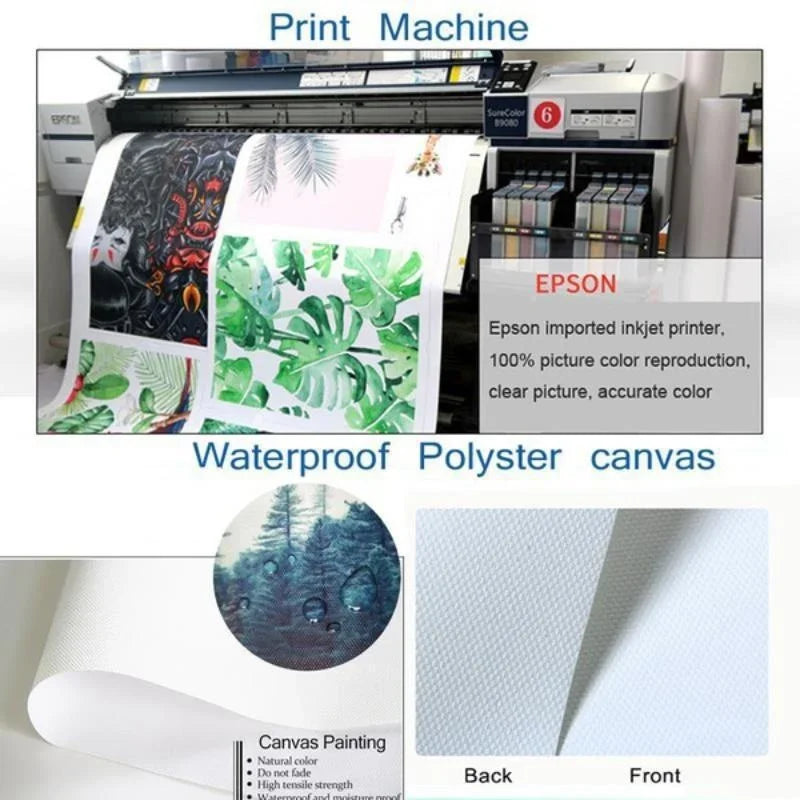 Quadro Abstrato - 80x240cm - Moldura Discreta, Folheada a Ouro