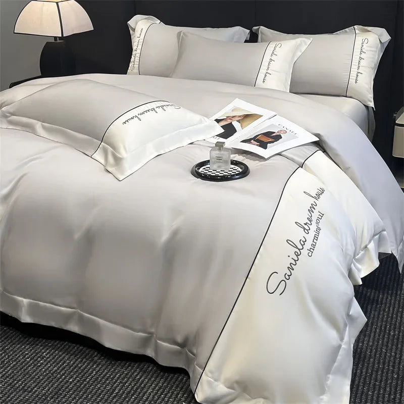 Conjunto de cama Europeu - Seda & Algodão - Ultra Luxo - 4 Peças