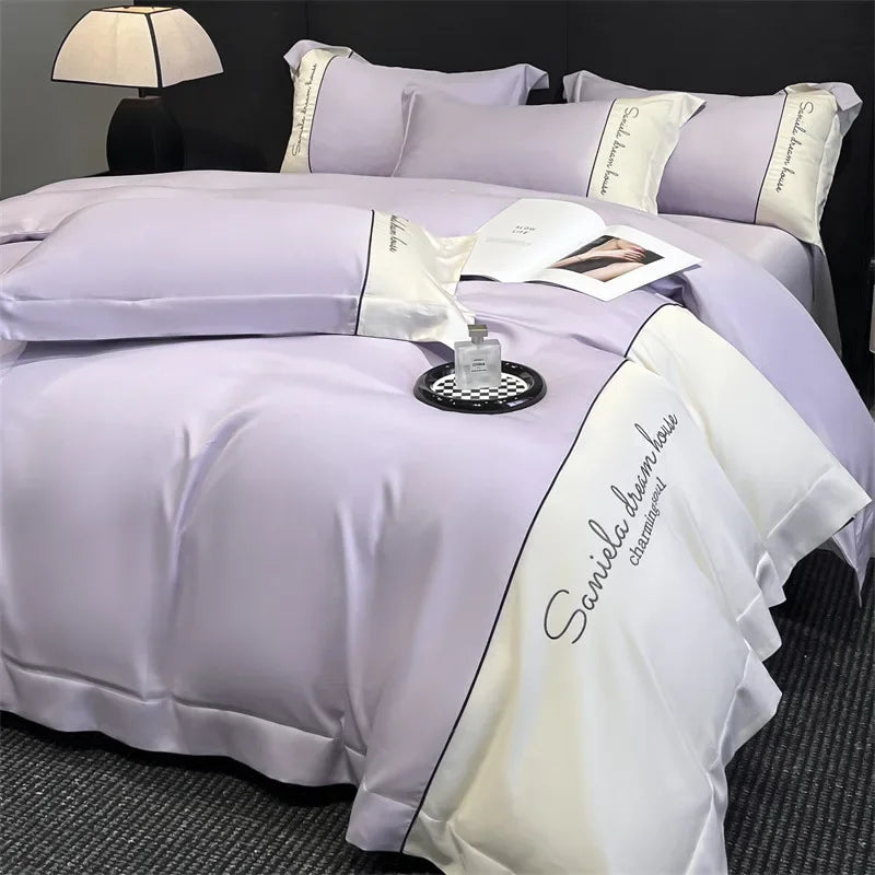 Conjunto de cama Europeu - Seda & Algodão - Ultra Luxo - 4 Peças